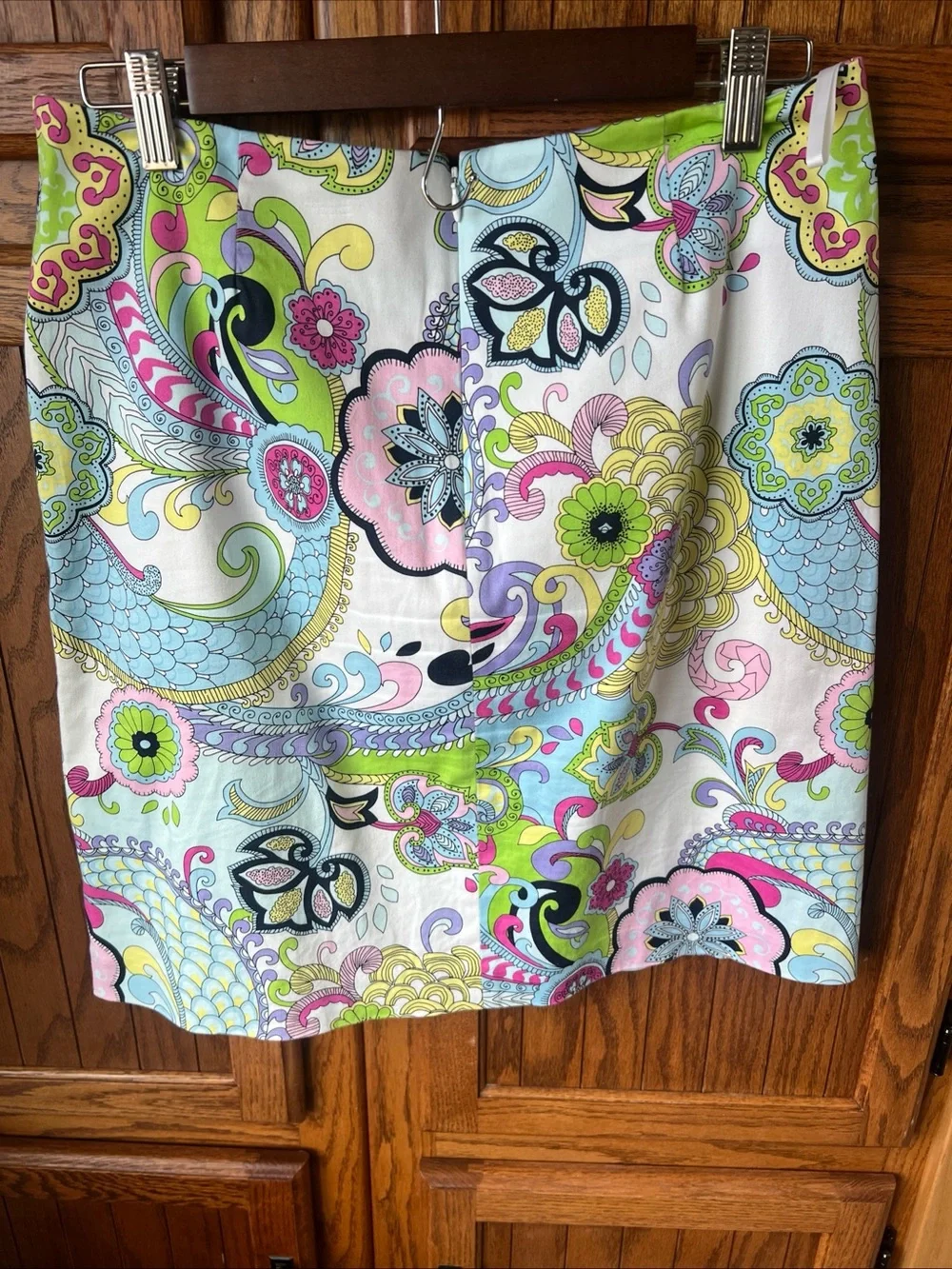 Melly M White Mini Skirt with Multicolor Paisley Print